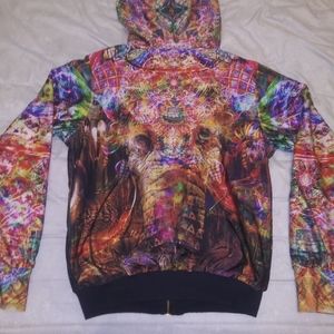 Jumbie Reversible hoodie/ festival heady trippy